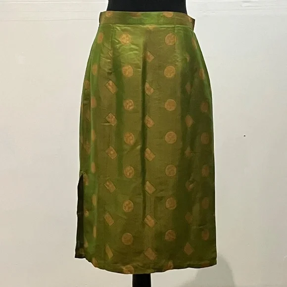 Green and Gold Silk Skirt - Picture 5 of 12